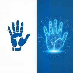 Fototapeta premium Abstract Illustration of a Blue Hand on a Clean White Background for Creative Concepts