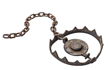 Metal Animal Trap with Chain Isolated Background isolated on white or transparent background, png clipart, design element