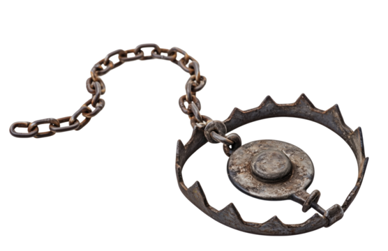 Metal Animal Trap with Chain Isolated Background isolated on white or transparent background, png clipart, design element