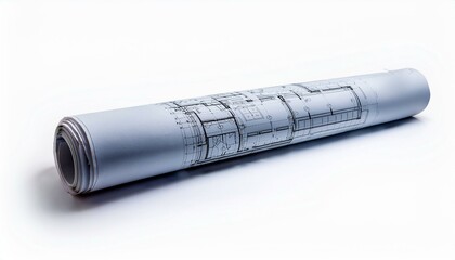 Rolled-up blueprints showcasing detailed architectural plans.