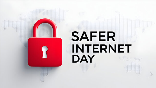 Safer Internet Day. Cyber security concept vector template for banner, card, poster, background.