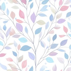 Soft Pastel Leaves Pattern on Light Background for Design Use