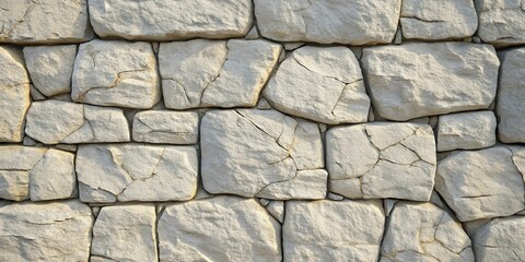 A textured backdrop of a rustic, irregularly shaped, light beige stone wall with natural cracks and crevices