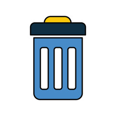 Dustbin color line icon with white background vector stock illustration