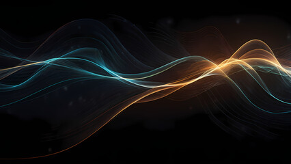 Obraz premium Abstract Digital Art with Glowing Light Waves 