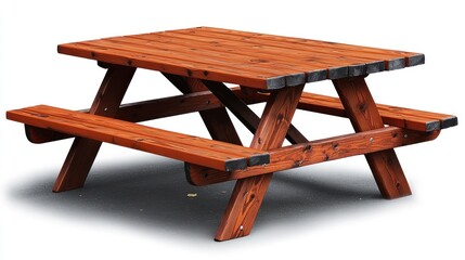 Outdoor picnic table in a park setting wooden structure family-friendly environment comfortable gathering spot