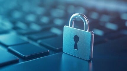 Enhanced security measures, protecting your digital world with padlock on laptop keyboard