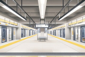 Obraz premium Modern Subway Station Platform Design: Clean Lines and Efficient Transportation System