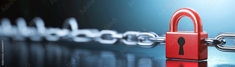 Poster red padlock on vibrant blue, a visual representation of data security and protection in the digital 