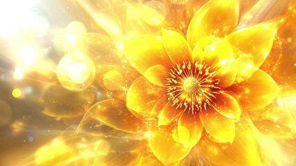energy yellow flower futuristic abstract sun light seamless looping overlay 4k virtual video animation background - Powered by Adobe
