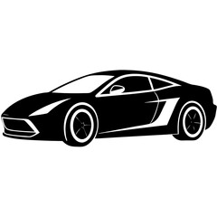 A sleek sports car with a low body and simple curves, vector art.