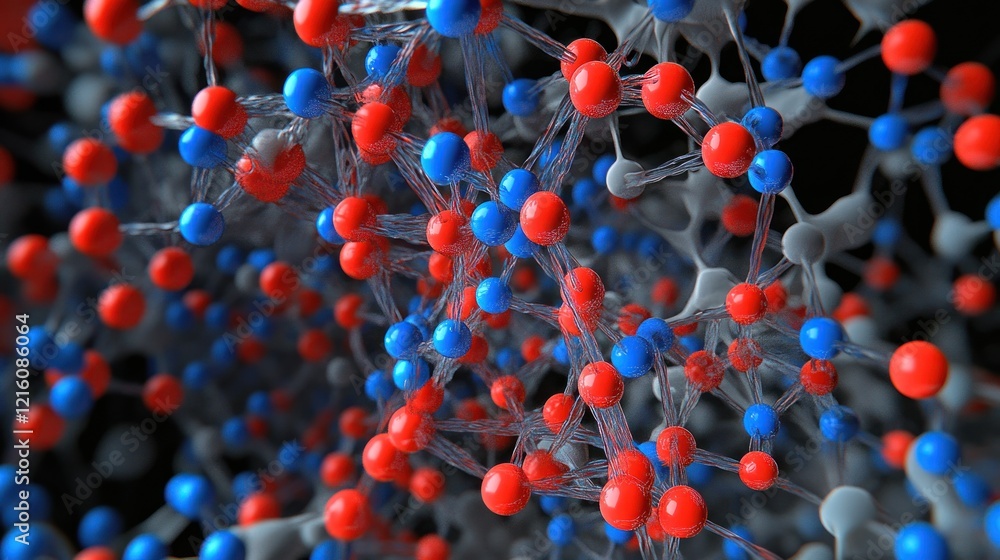 Poster intricate molecular structure: a 3d rendering of interconnected atoms