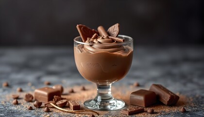 chocolate dessert with chocolate on top 