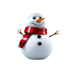 Cheerful 3D Rendered Snowman Wearing a Red and White Scarf