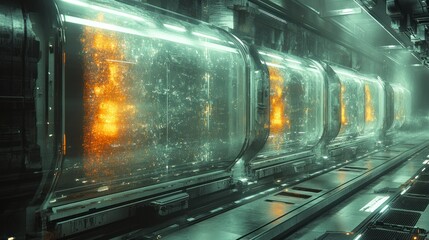 Futuristic energy experiment sci-fi laboratory digital art neon environment perspective concept