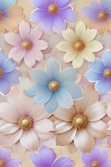 Fototapeta premium Vintage floral wallpaper with pastel brilliant tones