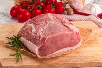 Raw pork meat piece for cooking