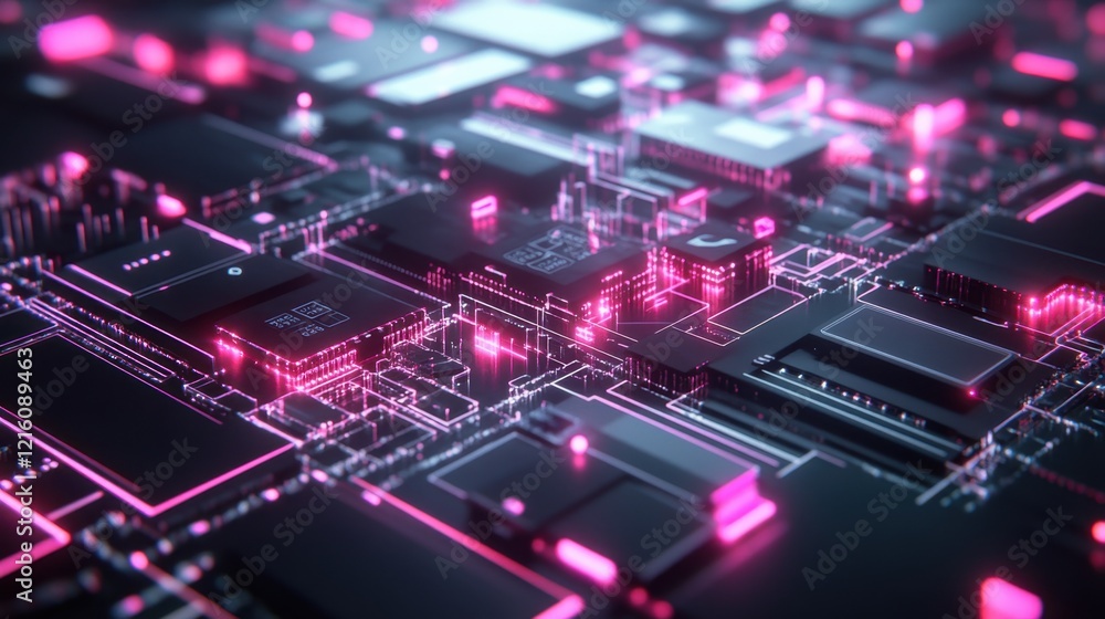 Poster abstract financial growth visualization with glowing graphs and digital payment systems.