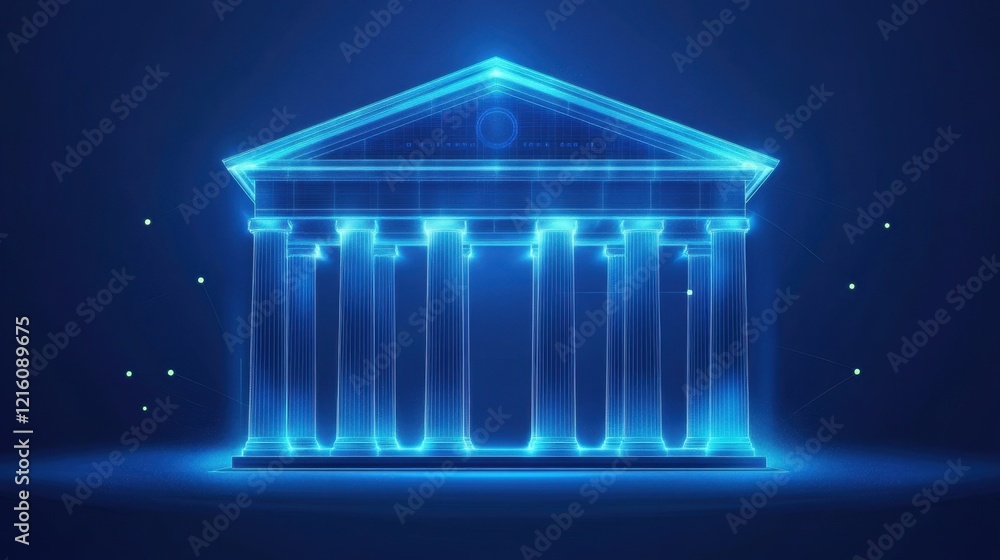 Poster abstract financial growth visualization with glowing graphs and digital payment systems.