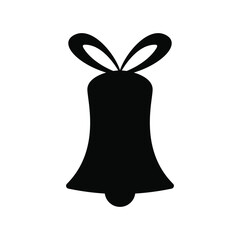 Christmas bell black and white flat vector icon and symbol design