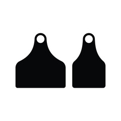 Cow ear tag black and white flat vector icon and symbol design