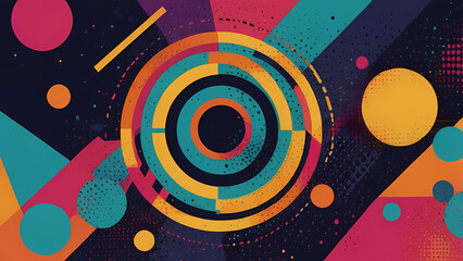 Colorful Abstract Pop Art Background with Geometric Shapes