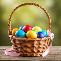 colorful easter eggs in basket