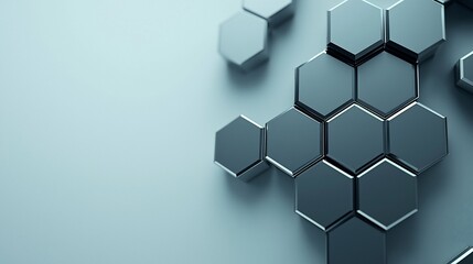 Abstract metallic hexagon pattern background.