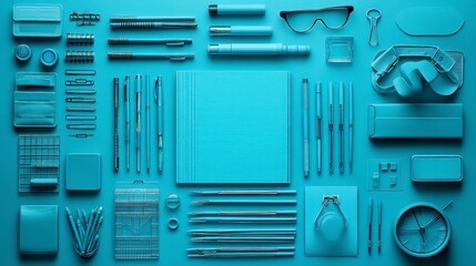 Creative writing tools arrangement artistic workspace flat lay clean environment aesthetic concept