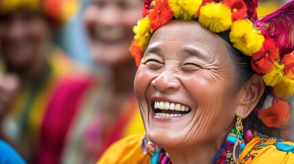 International day happiness: national laughter occasion, delighted people, happy women, cheerful men, pluralistic gathering, multinational inclusive festival, global harmony, polyethnic celebration