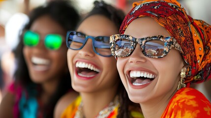 International day happiness: national laughter occasion, delighted people, happy women, cheerful men, pluralistic gathering, multinational inclusive festival, global harmony, polyethnic celebration