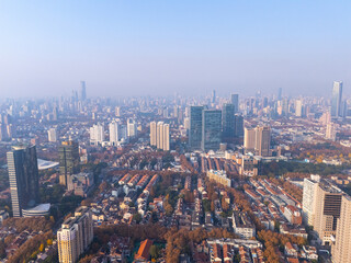 Fototapeta premium Aerial view of Shanghai residential buildings in autumn