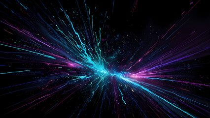 Futuristic Glowing Light Lines in a Dark Starry Background