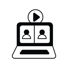 Video Call glyph icon with white background vector stock illustration