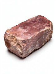 Rough, reddish-brown stone block on white background