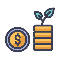 investment money coin filled style