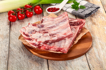 Raw pork ribs for cooking