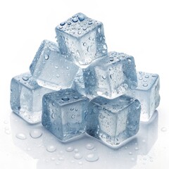 Stack of Wet Ice Cubes Close-up Photography, Still Life, Coolness Concept, ice cubes, water droplets, refreshing ice, frozen