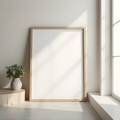 Frame mockup, Living room wall poster mockup. Interior mockup with house background. Modern interior design. 