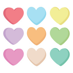 Candy sweet hearts collection vector cartoon illustration