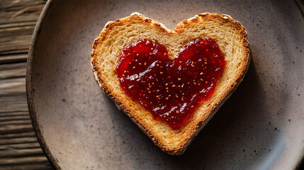toasted heart shaped jam close up