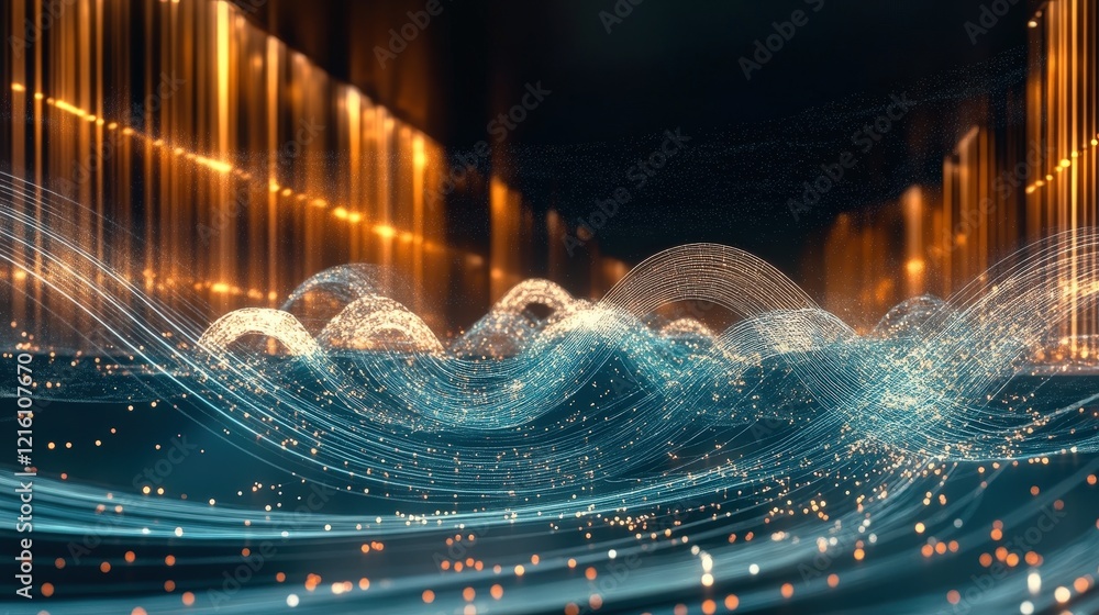 Aufkleber dynamic waves of light and color in an abstract setting