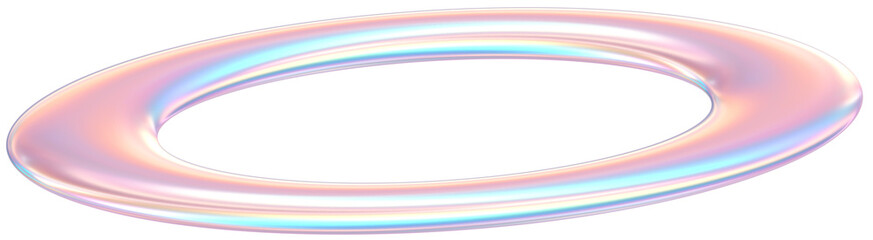 3D Rendering Holographic Pastel Floating Halo Glossy Illustration