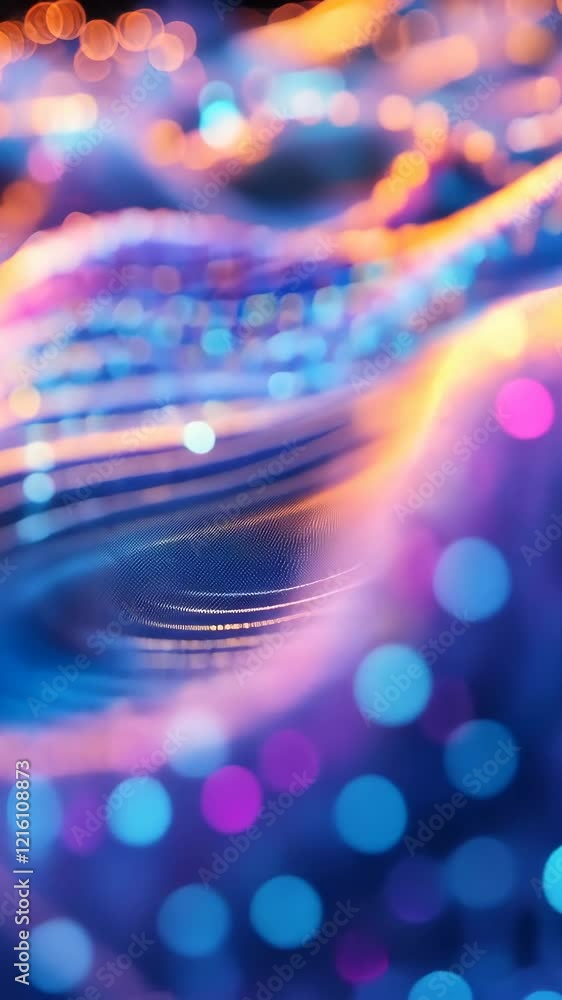 Poster colorful abstract patterns created by light trails and blurred bokeh effects in a dark setting at ni