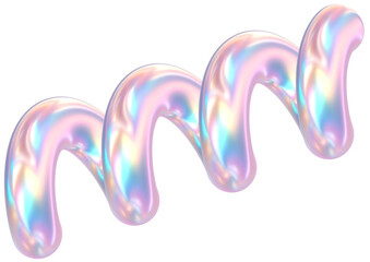 Fototapeta premium 3D Rendering Holographic Pastel Twisted Spiral Glossy Illustration