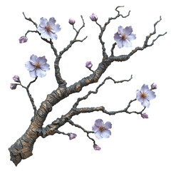 A branch adorned with delicate pink flowers and buds, symbolizing beauty and nature.