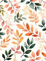 Autumn leaves pattern, fall foliage design, white background, digital illustration, website décor