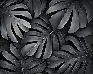 Dark tropical leaves pattern background