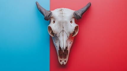 Fototapeta premium Animal skull on a isolated colorful backdrop