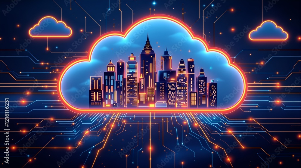 Poster reimagining technology: ai-generated futuristic cloud computing design